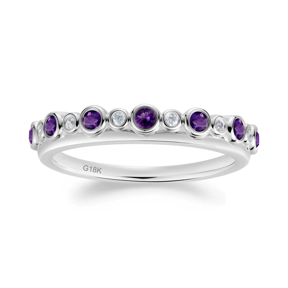 Alternating Amethyst and Cubic Zirconia Bubble Band Ring - Image 8