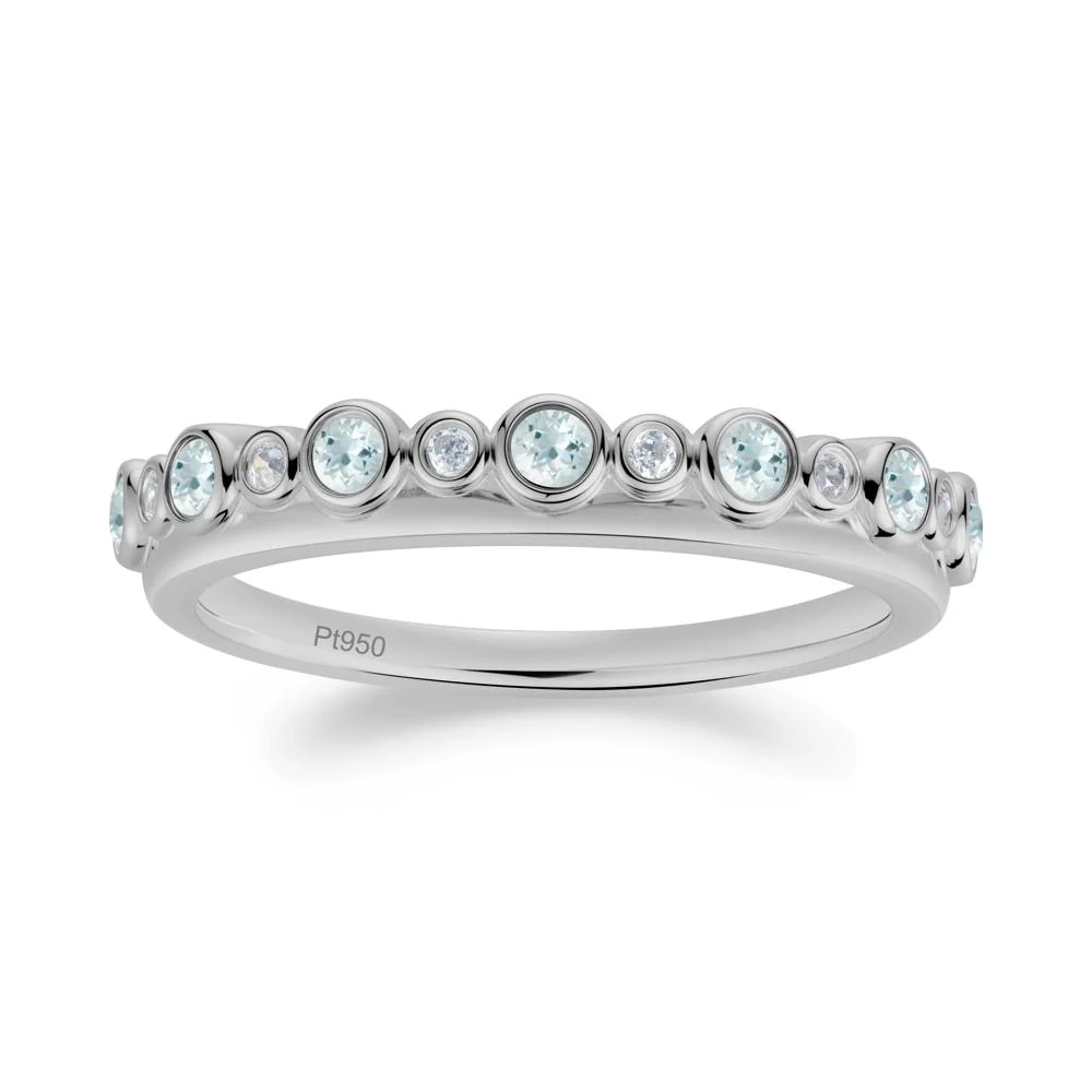Alternating Aquamarine and Cubic Zirconia Bubble Band Ring
