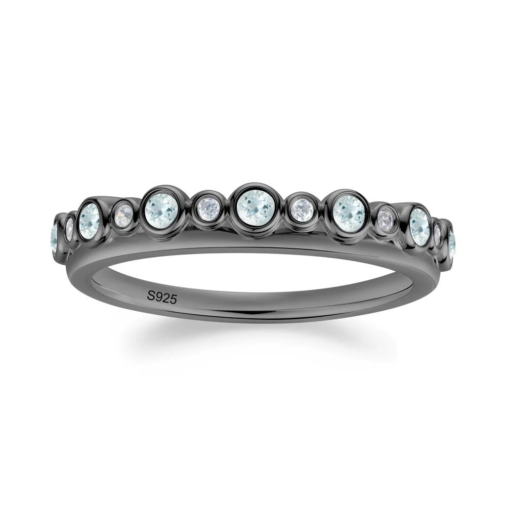 Alternating Aquamarine and Cubic Zirconia Bubble Band Ring - Image 2