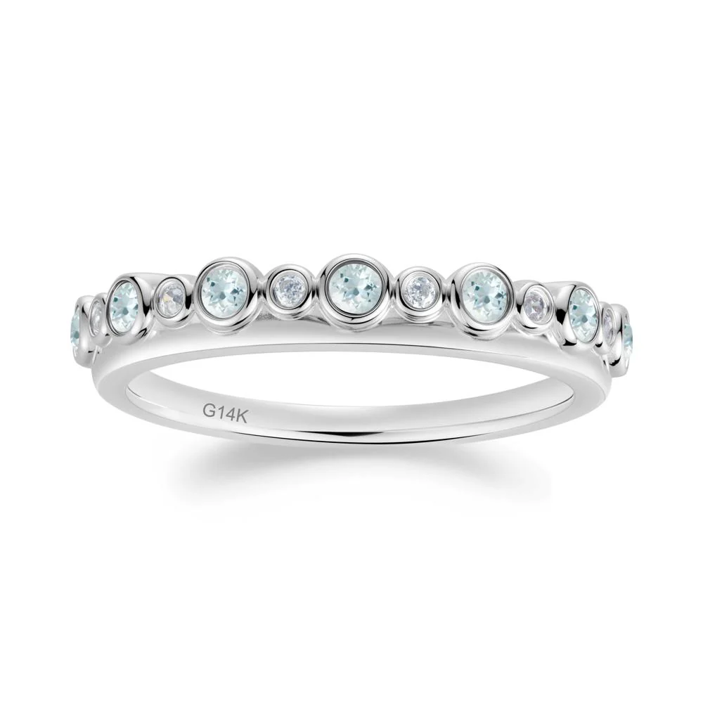 Alternating Aquamarine and Cubic Zirconia Bubble Band Ring - Image 3