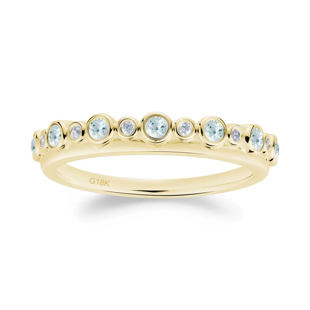 Alternating Aquamarine and Cubic Zirconia Bubble Band Ring - Image 6