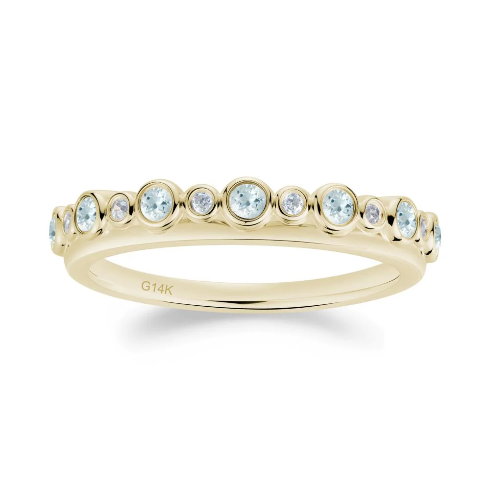 Alternating Aquamarine and Cubic Zirconia Bubble Band Ring - Image 7