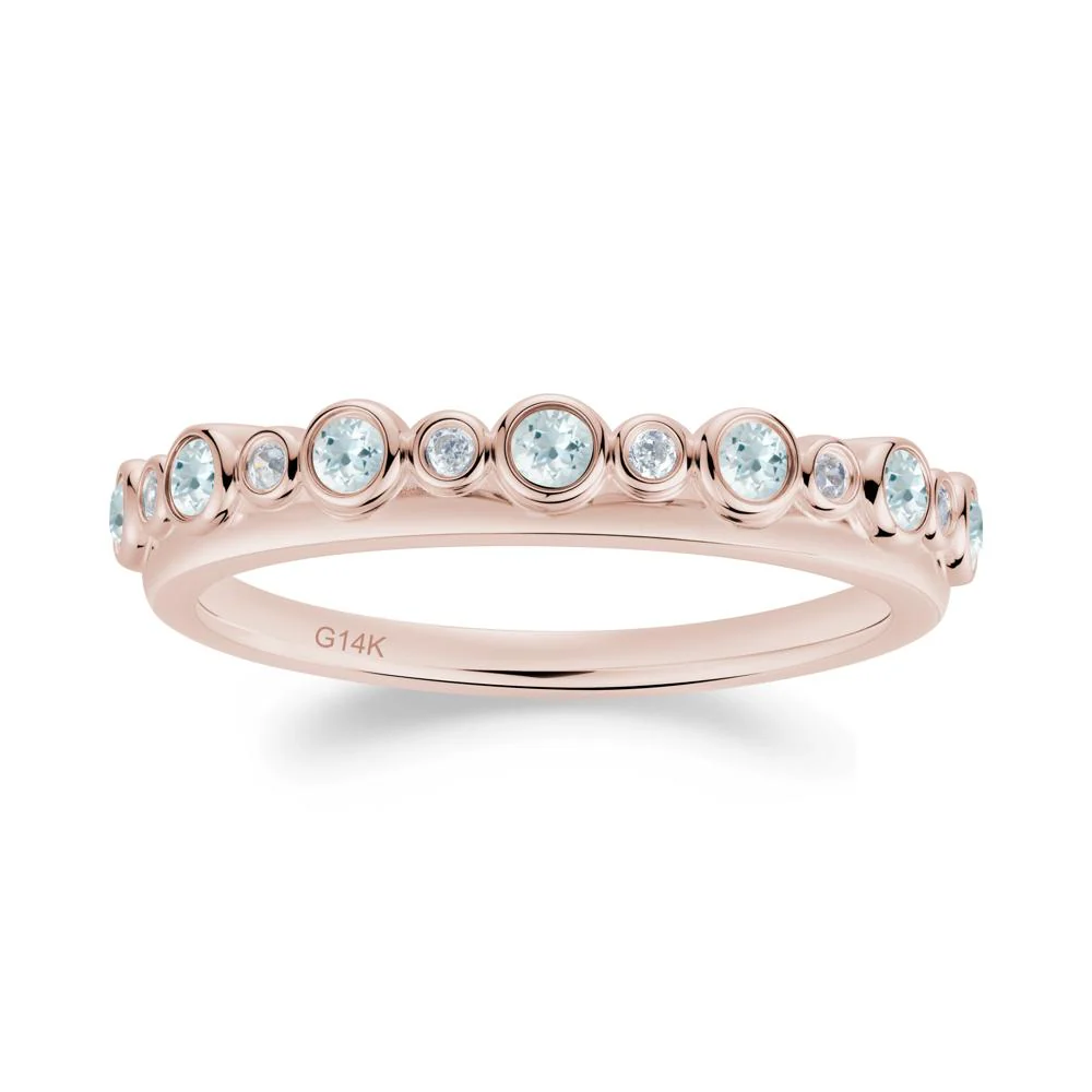 Alternating Aquamarine and Cubic Zirconia Bubble Band Ring - Image 8