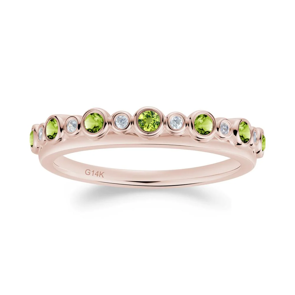 Alternating Cubic Zirconia and Peridot Bubble Band Ring