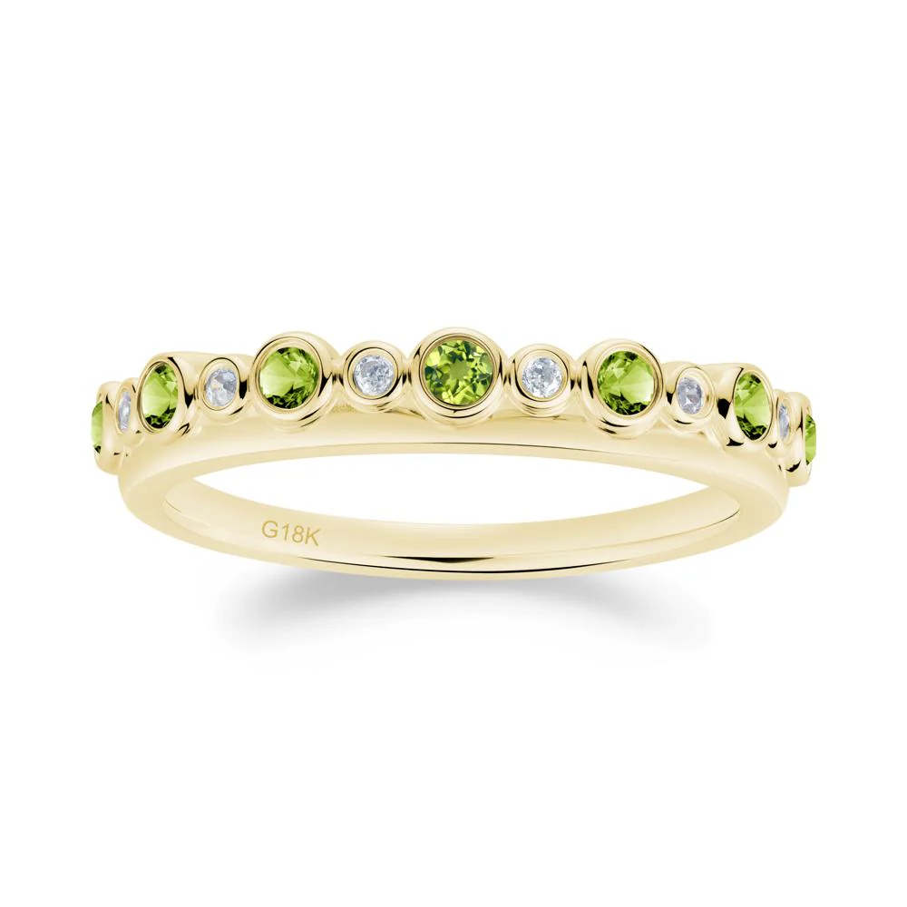 Alternating Cubic Zirconia and Peridot Bubble Band Ring - Image 2