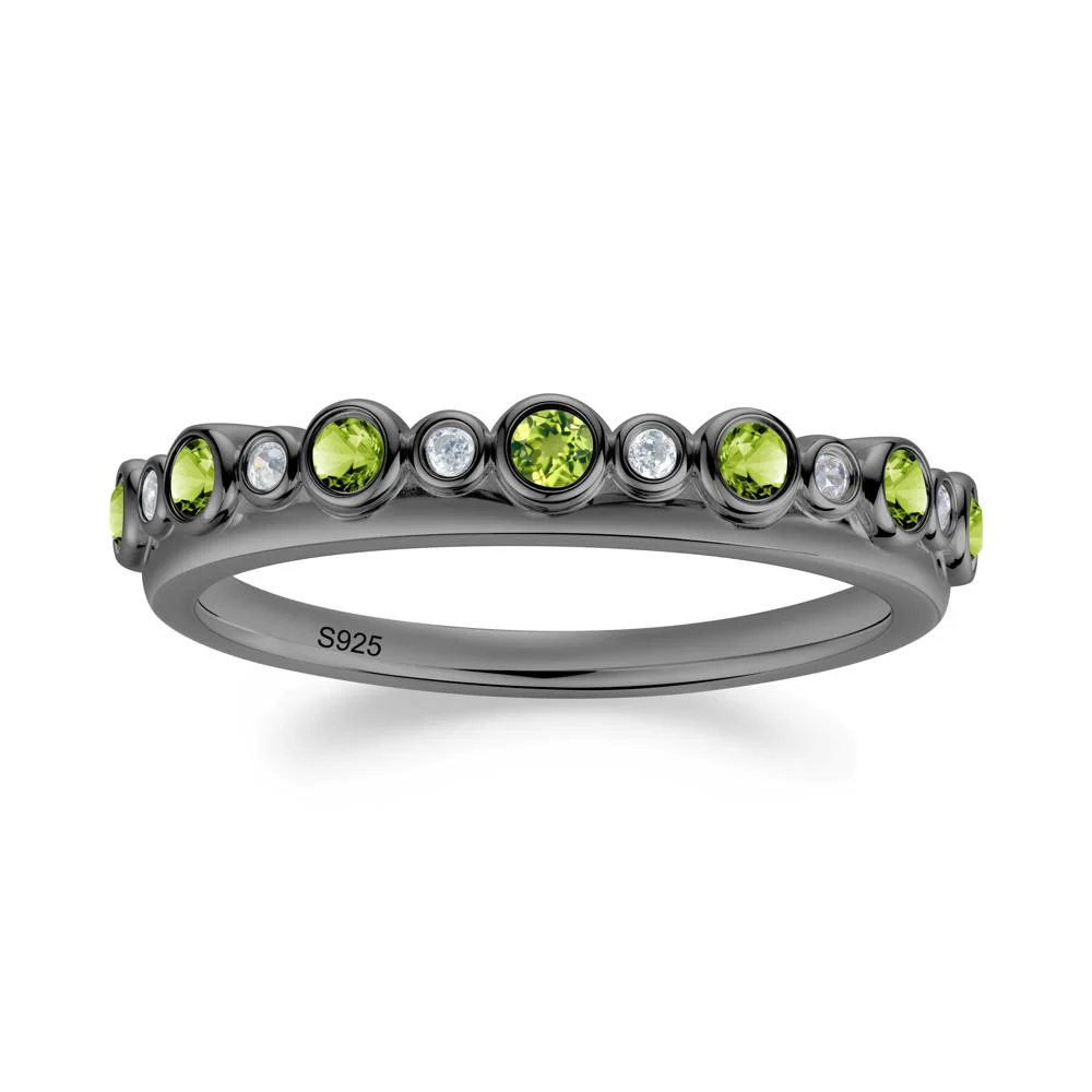 Alternating Cubic Zirconia and Peridot Bubble Band Ring - Image 3