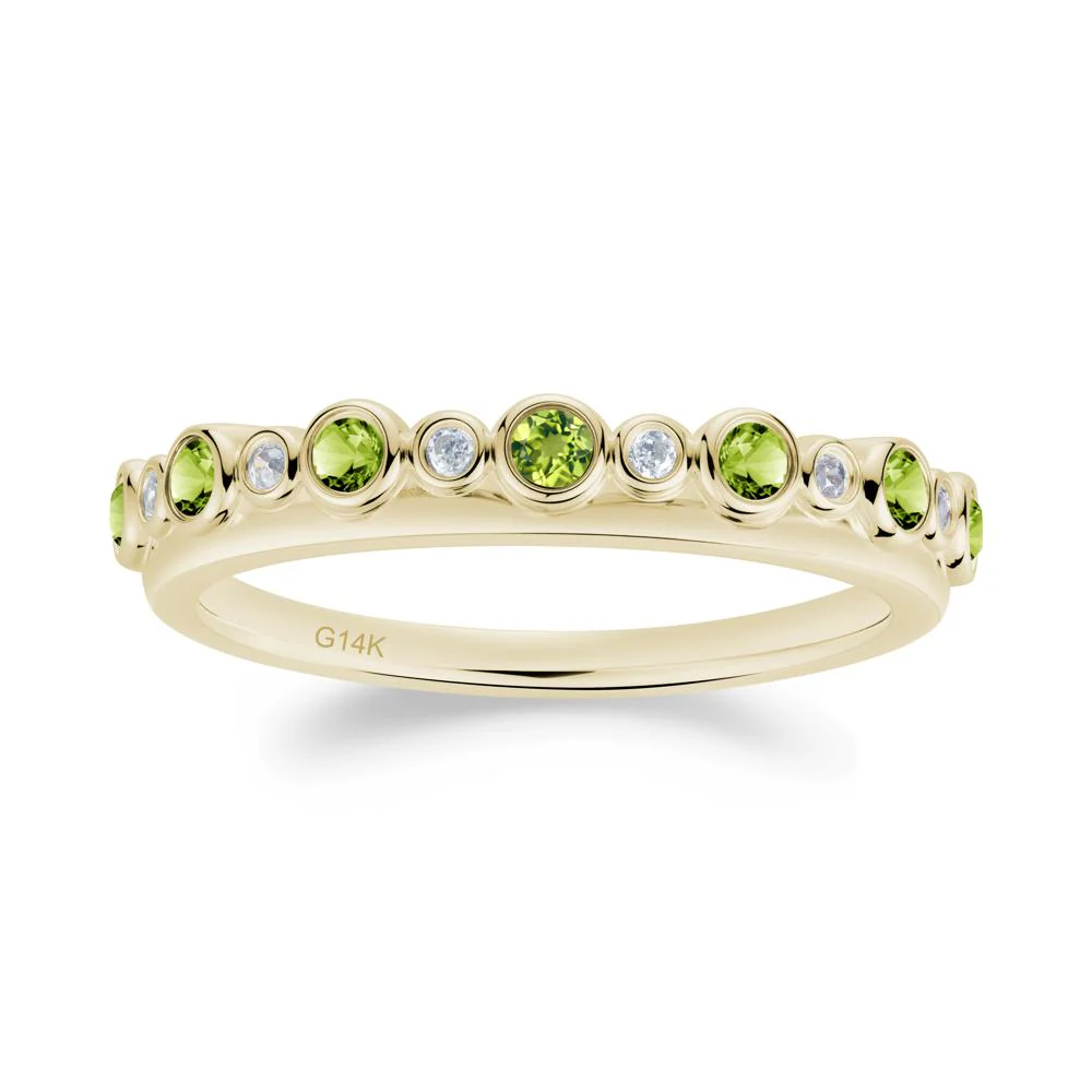 Alternating Cubic Zirconia and Peridot Bubble Band Ring - Image 4