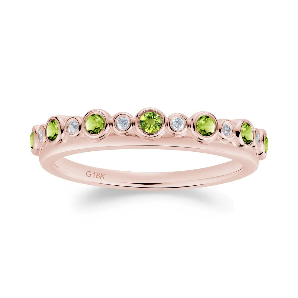 Alternating Cubic Zirconia and Peridot Bubble Band Ring - Image 5