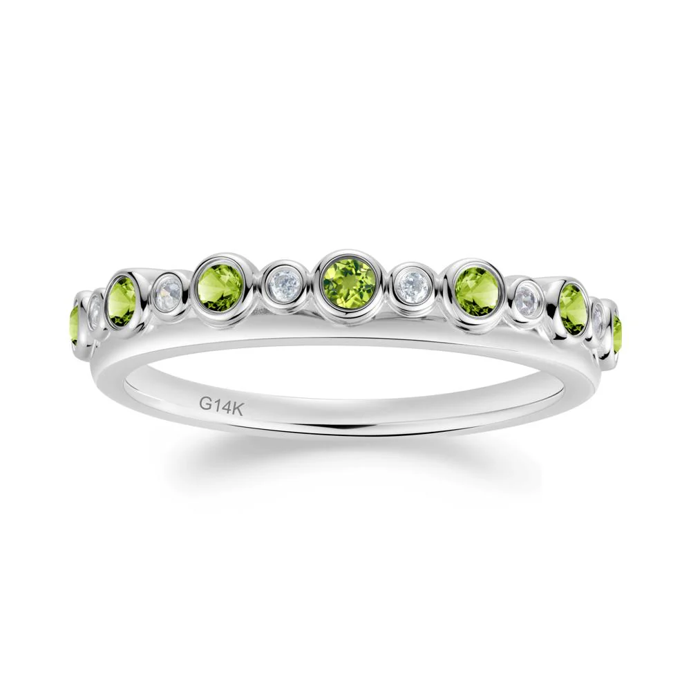 Alternating Cubic Zirconia and Peridot Bubble Band Ring - Image 6