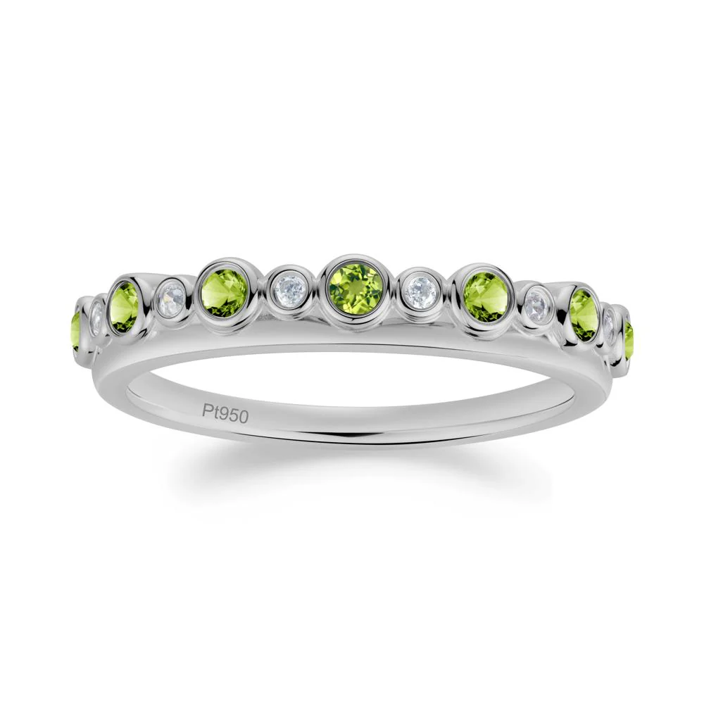 Alternating Cubic Zirconia and Peridot Bubble Band Ring - Image 7