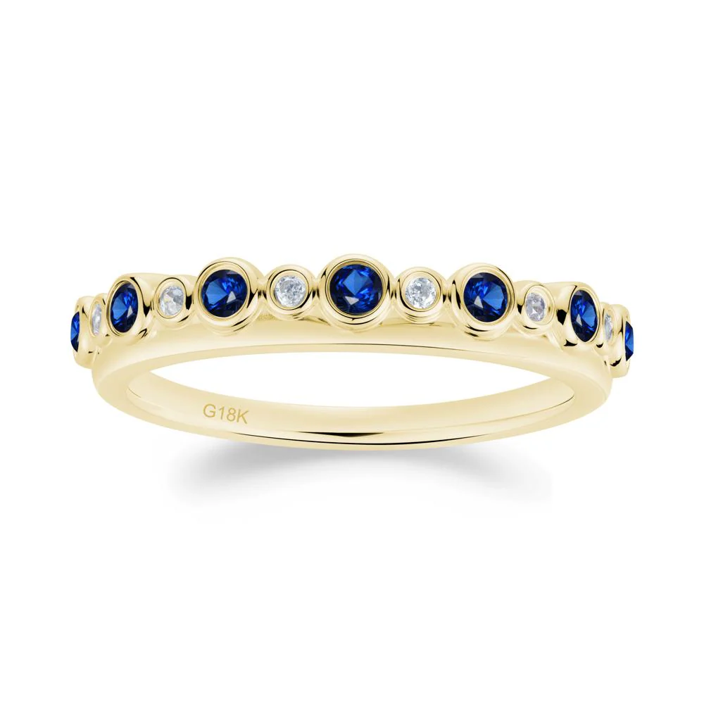 Alternating Cubic Zirconia and Sapphire Bubble Band Ring - Image 6