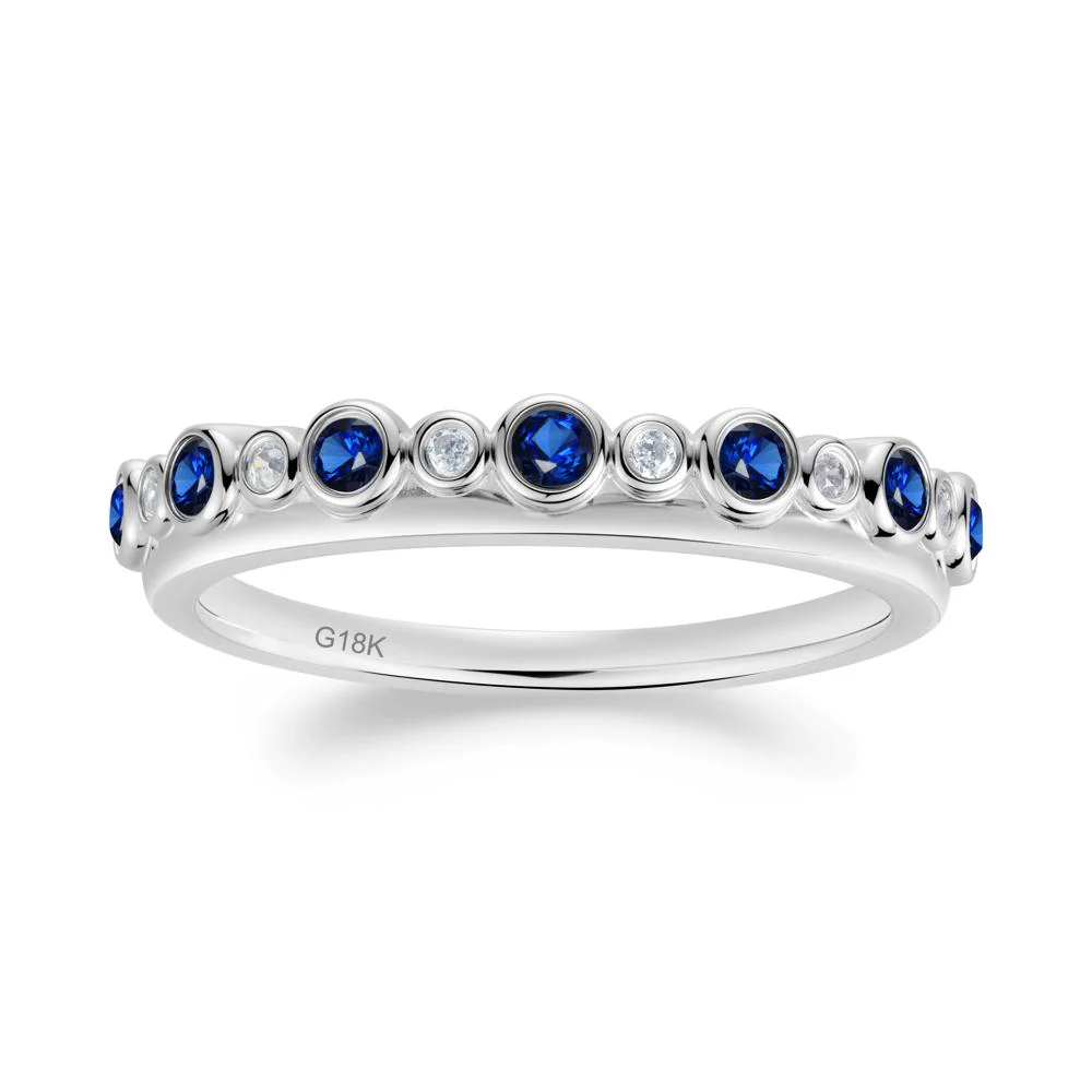 Alternating Cubic Zirconia and Sapphire Bubble Band Ring - Image 7