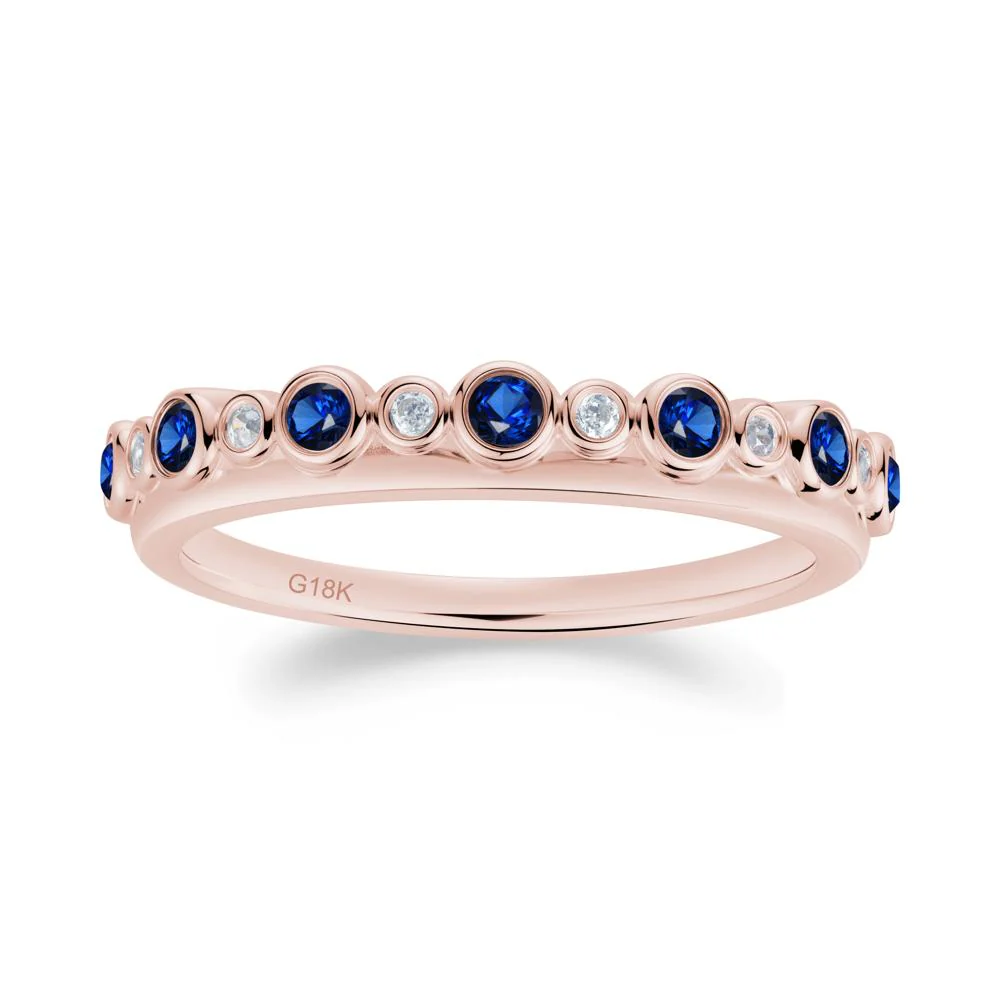 Alternating Cubic Zirconia and Sapphire Bubble Band Ring - Image 8