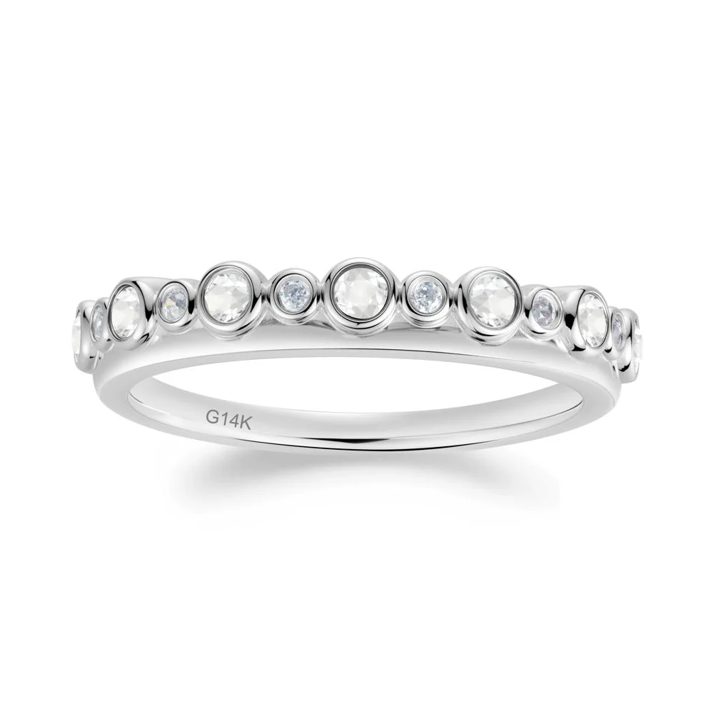 Alternating Cubic Zirconia and White Topaz Bubble Band Ring - Image 2