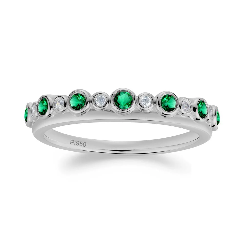 Alternating Emerald and Cubic Zirconia Bubble Band Ring - Image 2