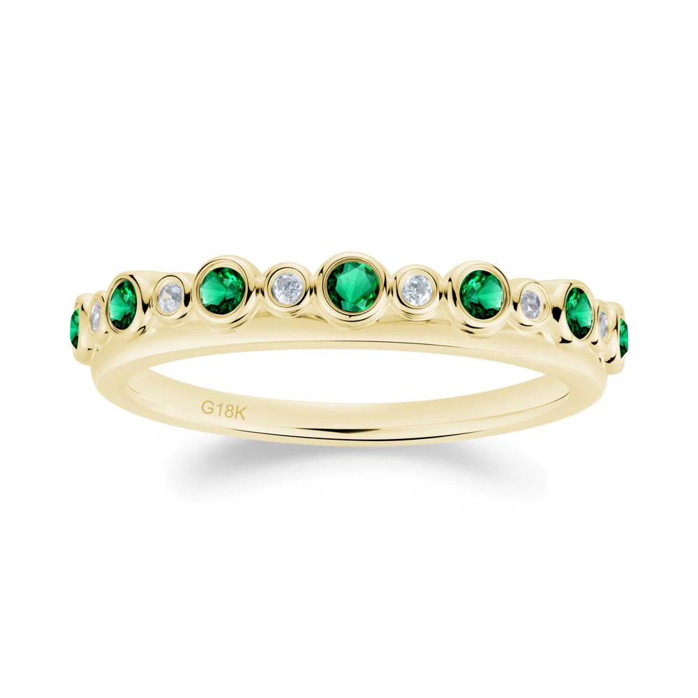 Alternating Emerald and Cubic Zirconia Bubble Band Ring - Image 5