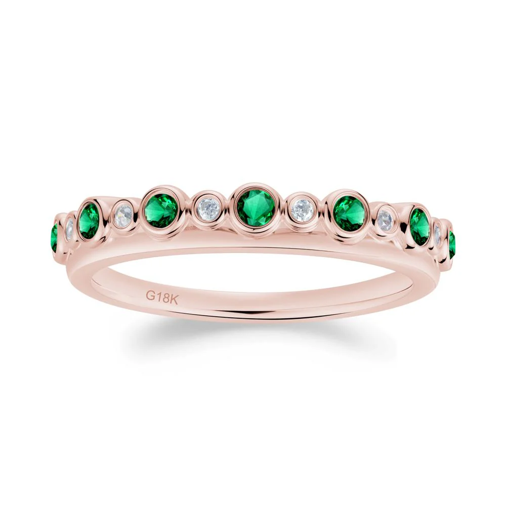 Alternating Emerald and Cubic Zirconia Bubble Band Ring - Image 9