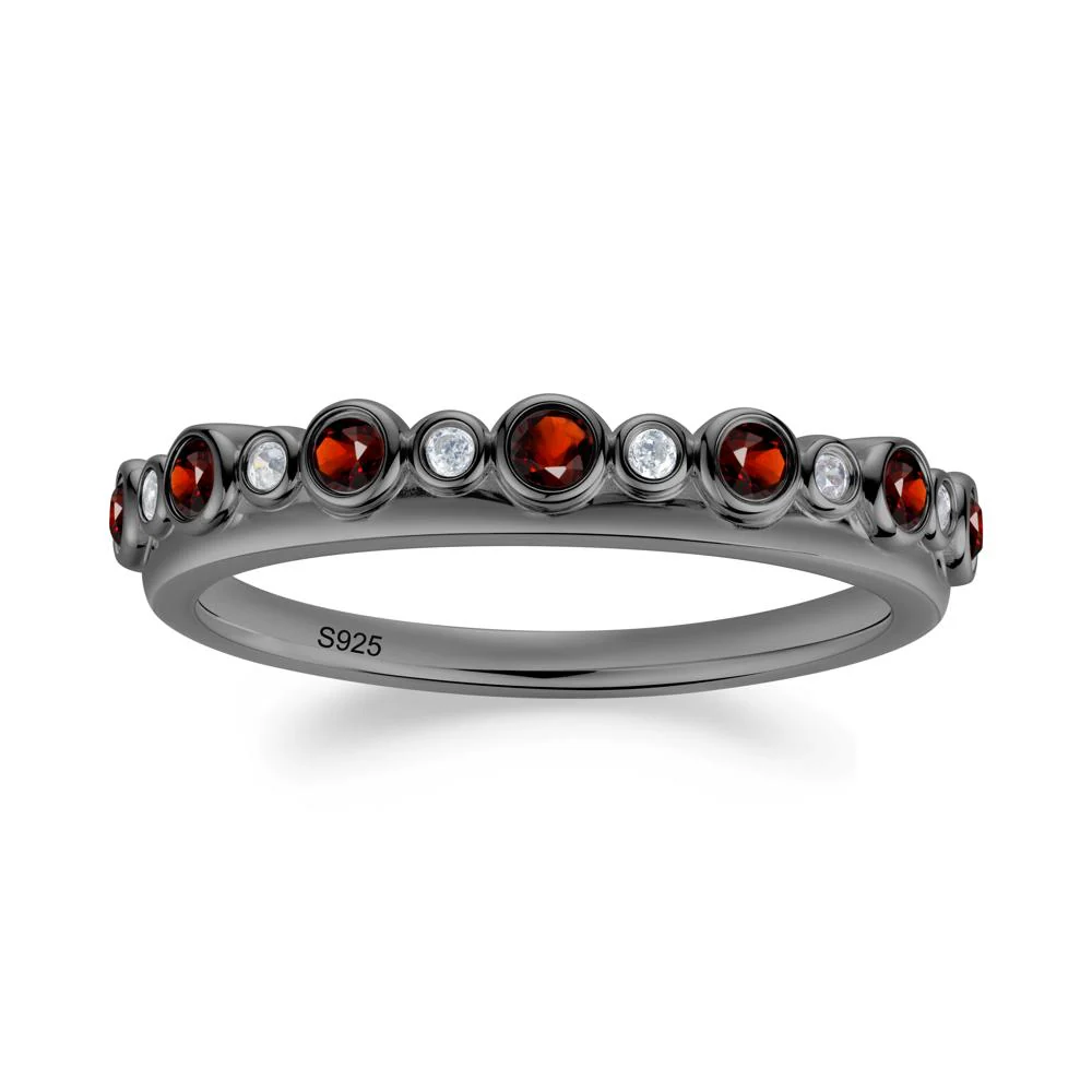 Alternating Garnet and Cubic Zirconia Bubble Band Ring
