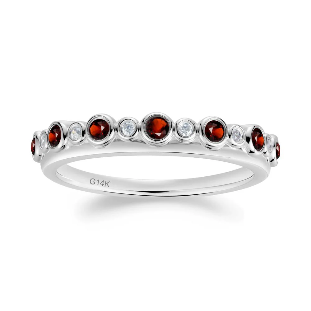 Alternating Garnet and Cubic Zirconia Bubble Band Ring - Image 2