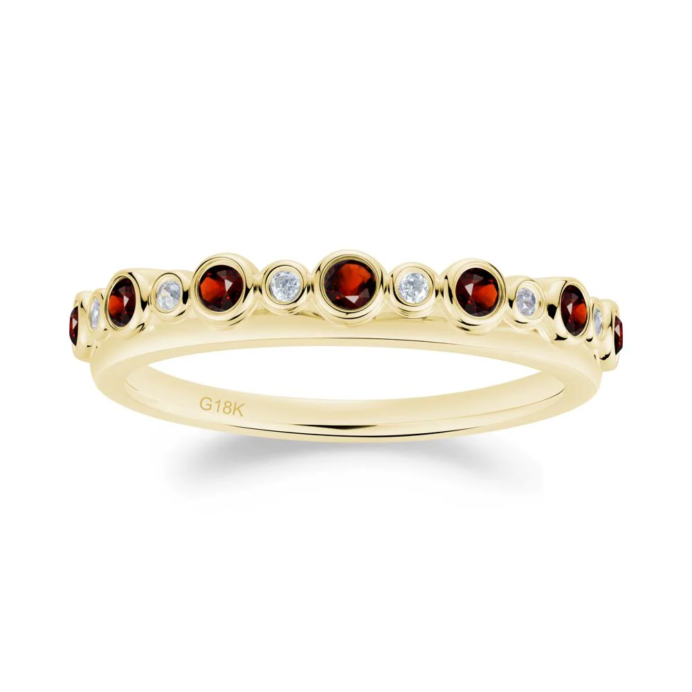 Alternating Garnet and Cubic Zirconia Bubble Band Ring - Image 4