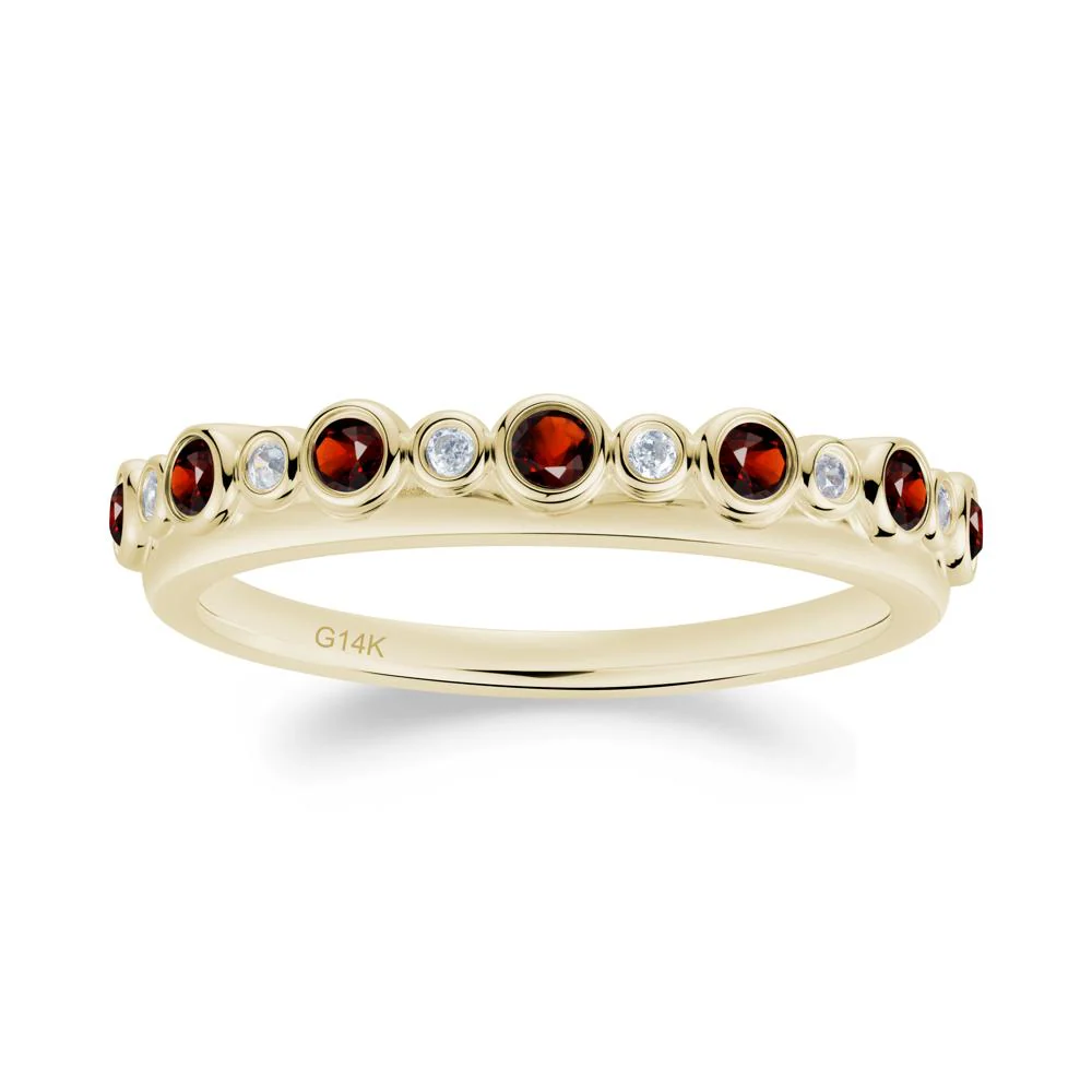 Alternating Garnet and Cubic Zirconia Bubble Band Ring - Image 5