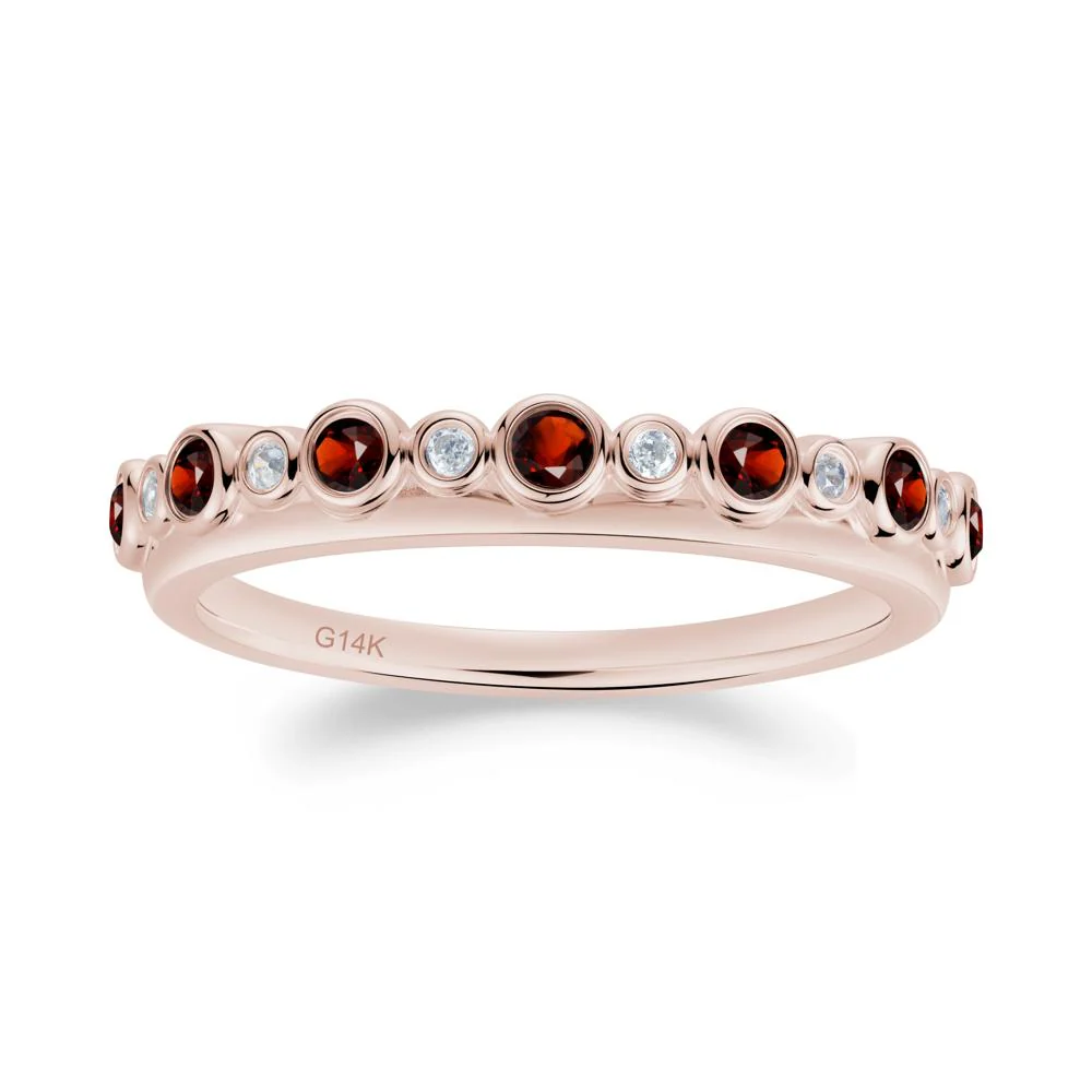 Alternating Garnet and Cubic Zirconia Bubble Band Ring - Image 7