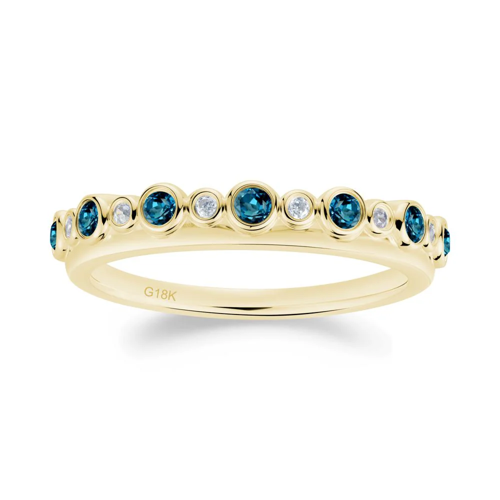 Alternating London Blue Topaz and Cubic Zirconia Bubble Band Ring - Image 5