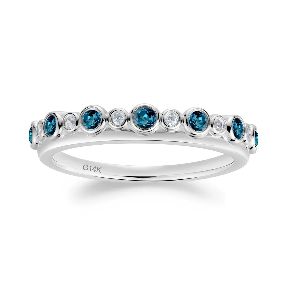 Alternating London Blue Topaz and Cubic Zirconia Bubble Band Ring - Image 6