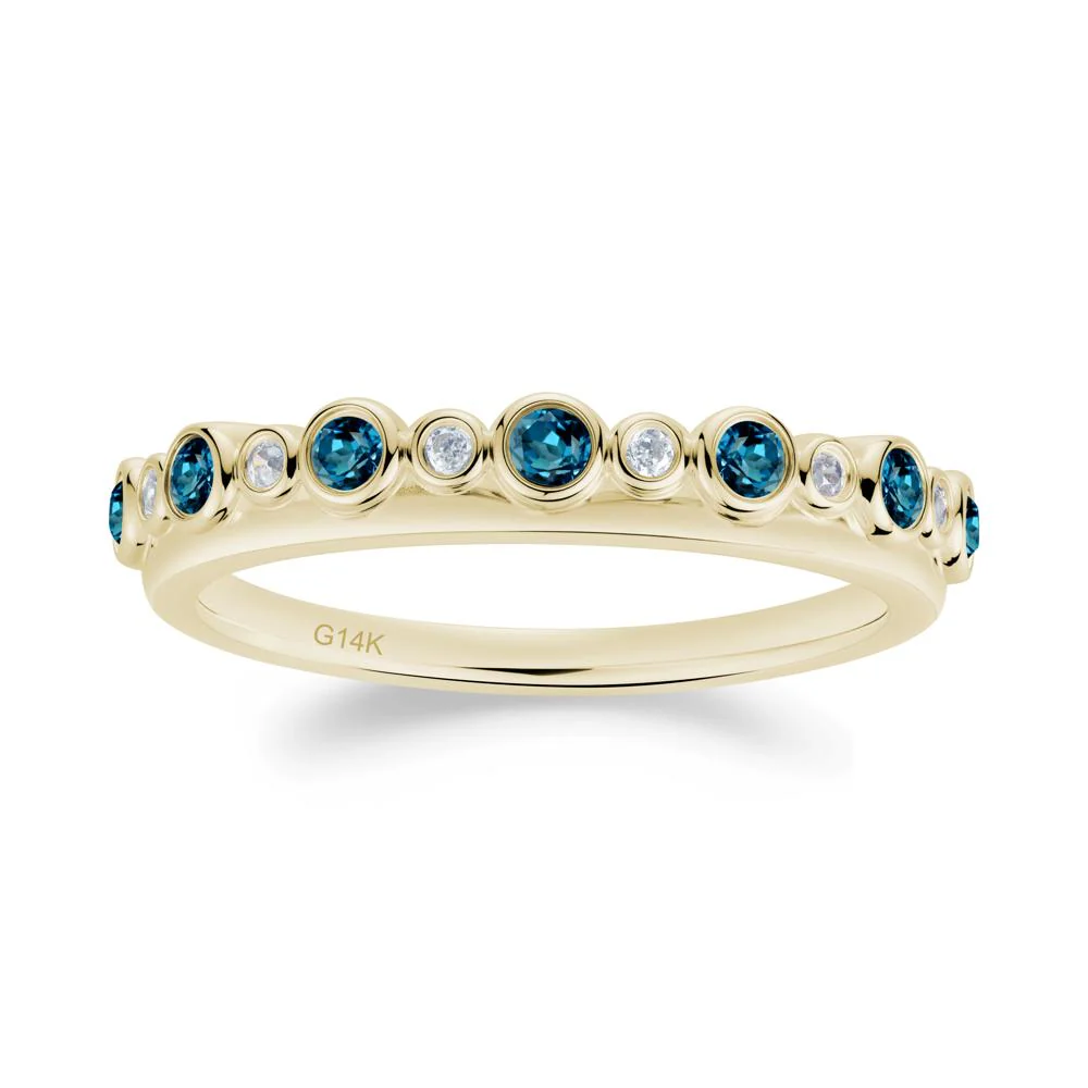 Alternating London Blue Topaz and Cubic Zirconia Bubble Band Ring - Image 7