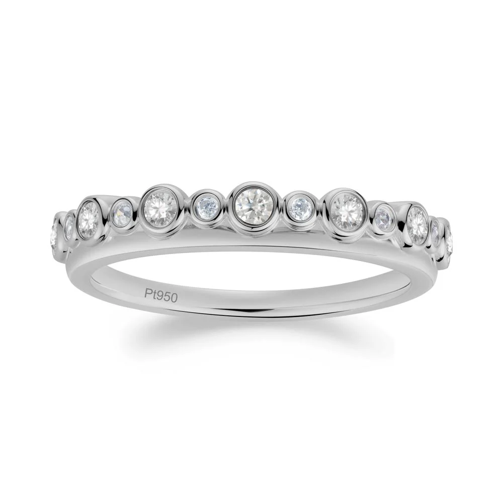 Alternating Moissanite and Cubic Zirconia Bubble Band Ring - Image 3