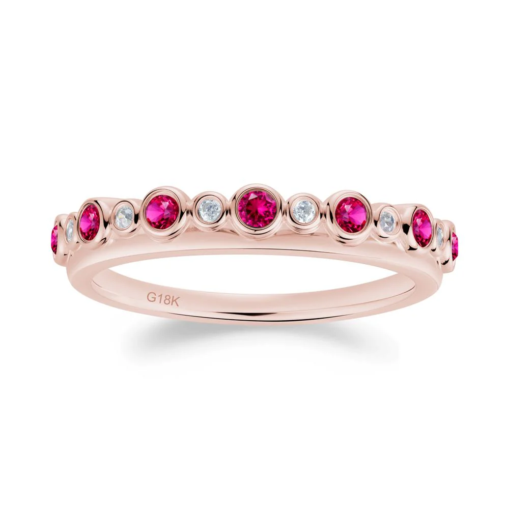 Alternating Ruby and Cubic Zirconia Bubble Band Ring - Image 2