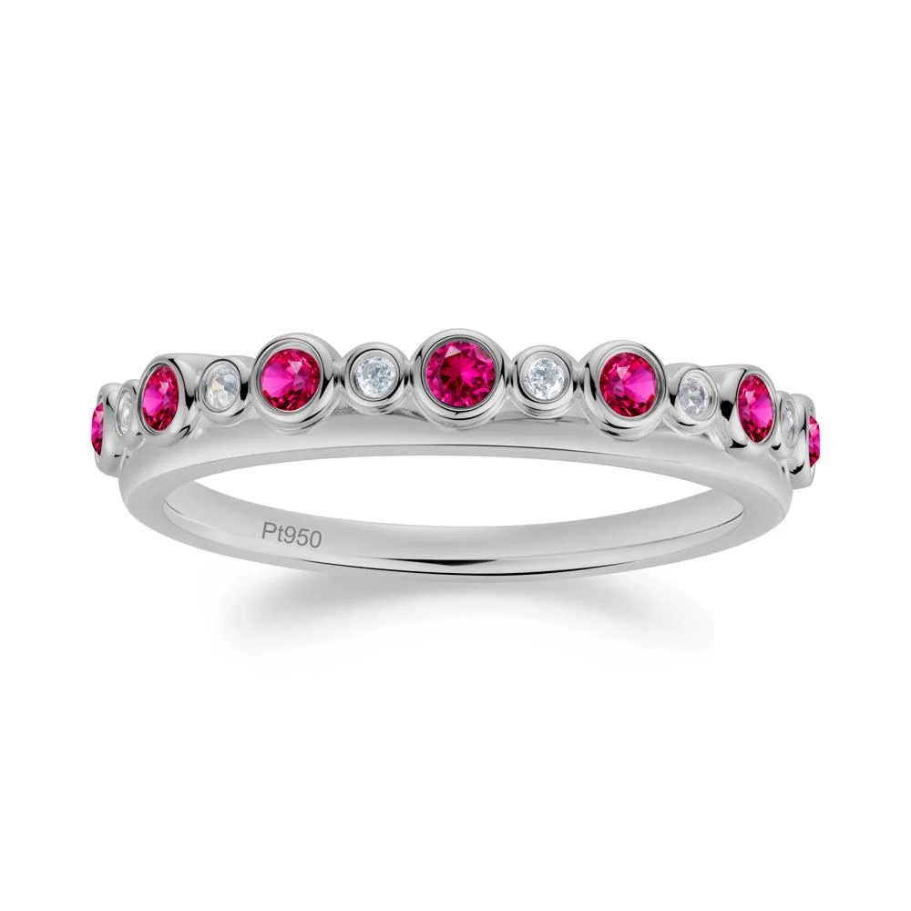 Alternating Ruby and Cubic Zirconia Bubble Band Ring - Image 3