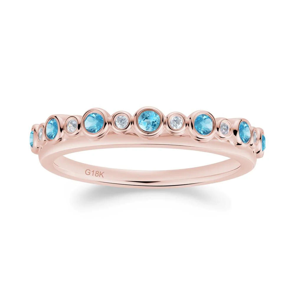 Alternating Swiss Blue Topaz and Cubic Zirconia Bubble Band Ring - Image 2