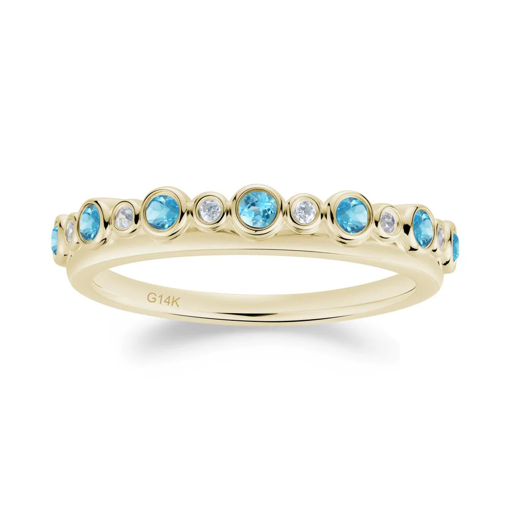 Alternating Swiss Blue Topaz and Cubic Zirconia Bubble Band Ring - Image 3