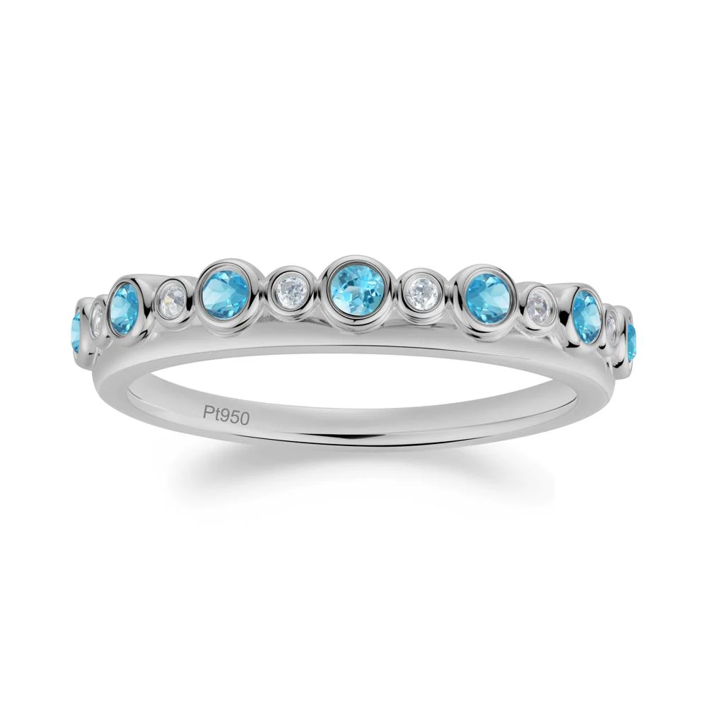Alternating Swiss Blue Topaz and Cubic Zirconia Bubble Band Ring - Image 4
