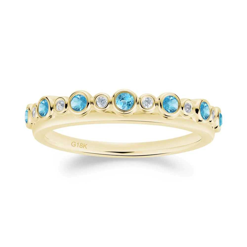 Alternating Swiss Blue Topaz and Cubic Zirconia Bubble Band Ring - Image 6