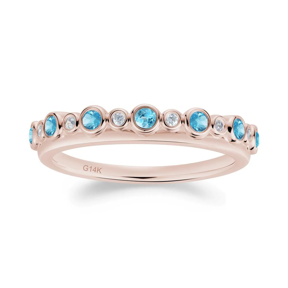 Alternating Swiss Blue Topaz and Cubic Zirconia Bubble Band Ring - Image 8