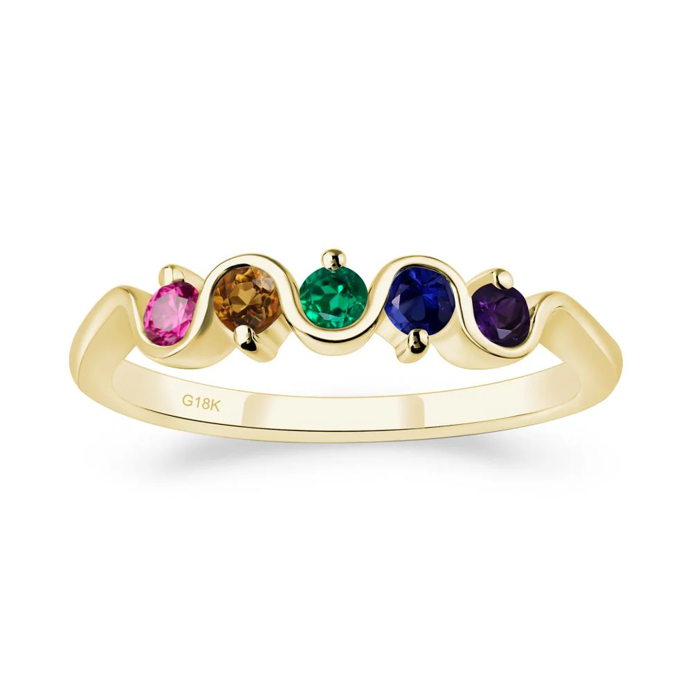 Amethyst and Citrine and Emerald and Ruby and Sapphire Band Ring - Image 8