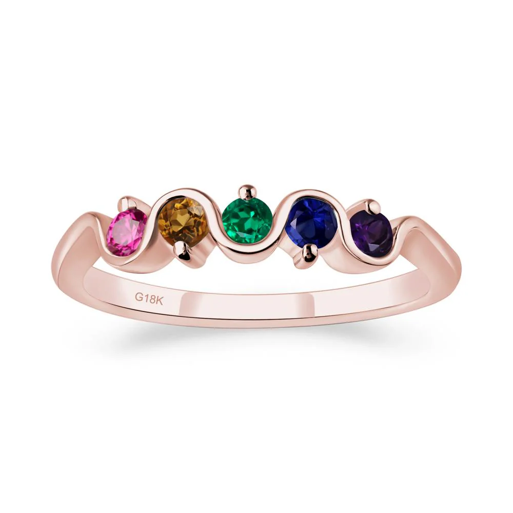 Amethyst and Citrine and Emerald and Ruby and Sapphire Band Ring - Image 9