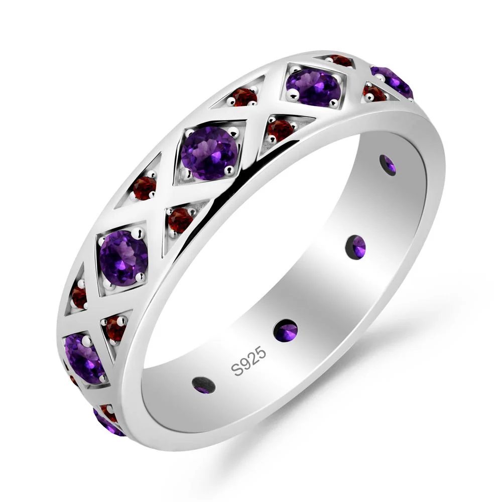 Amethyst and Garnet and Garnet Eternity Band Ring - Image 2