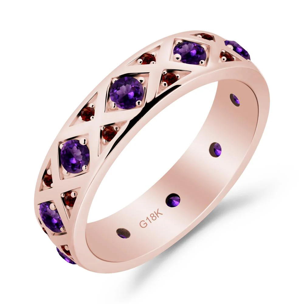 Amethyst and Garnet and Garnet Eternity Band Ring - Image 4