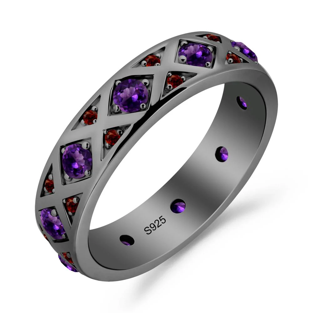Amethyst and Garnet and Garnet Eternity Band Ring - Image 7