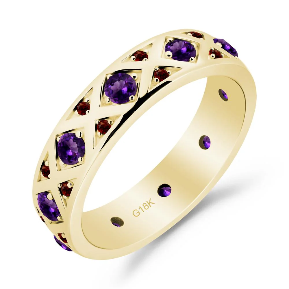 Amethyst and Garnet and Garnet Eternity Band Ring - Image 9