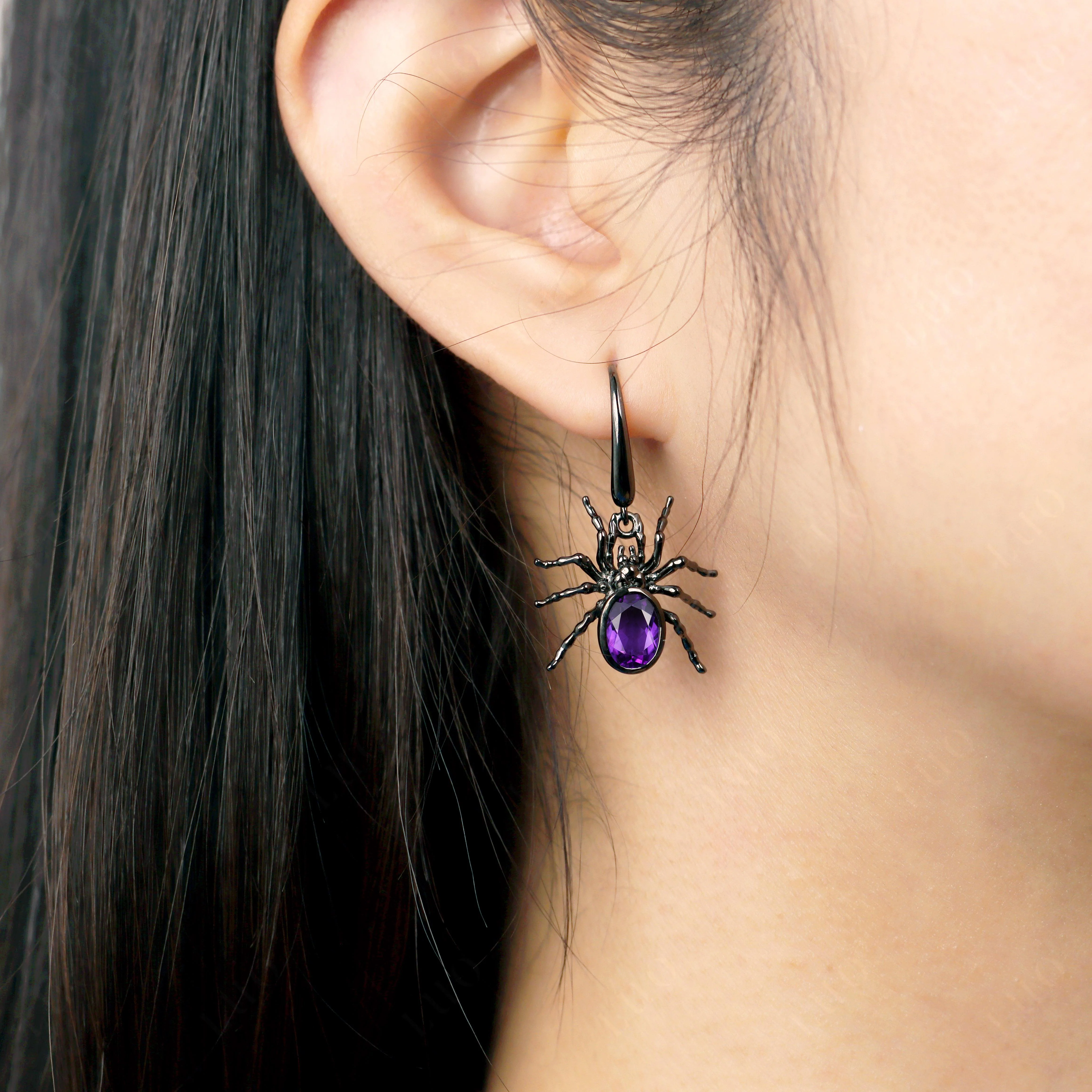 Amethyst Bezel Set Spider Earrings - Image 3