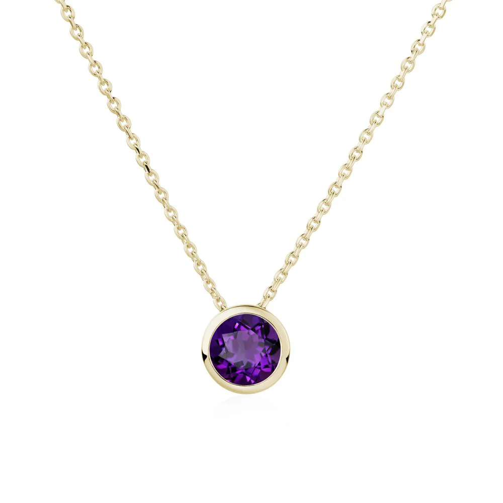 Amethyst Bezel Solitaire Necklace