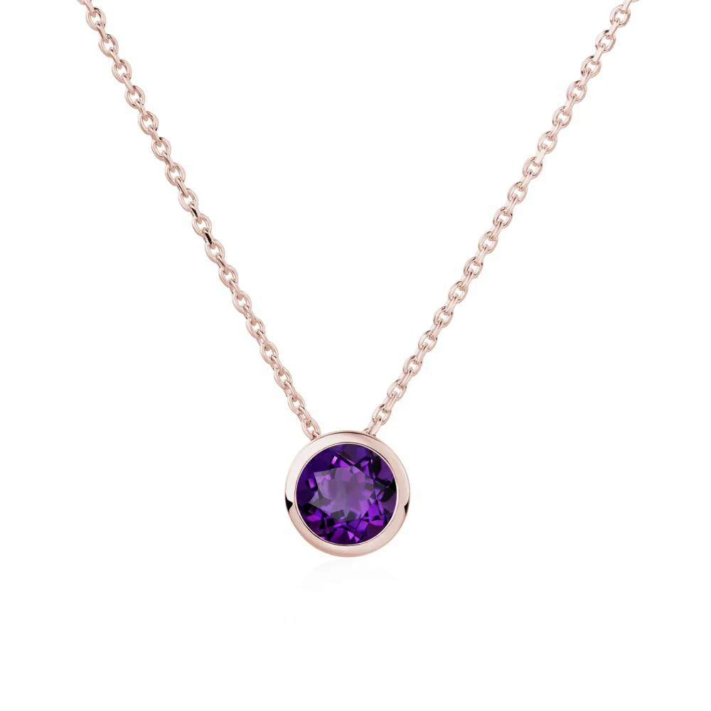 Amethyst Bezel Solitaire Necklace - Image 6
