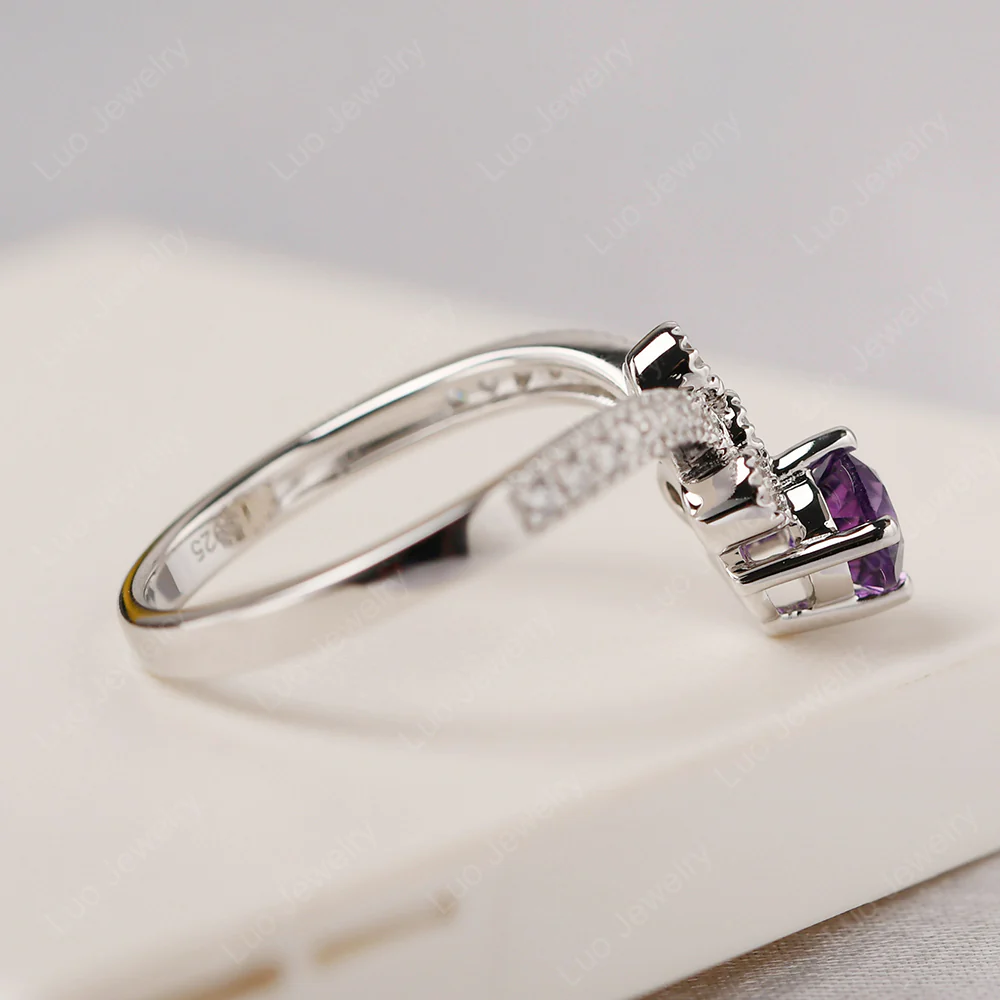 Amethyst Milgrain Bridal Ring Set - Image 4