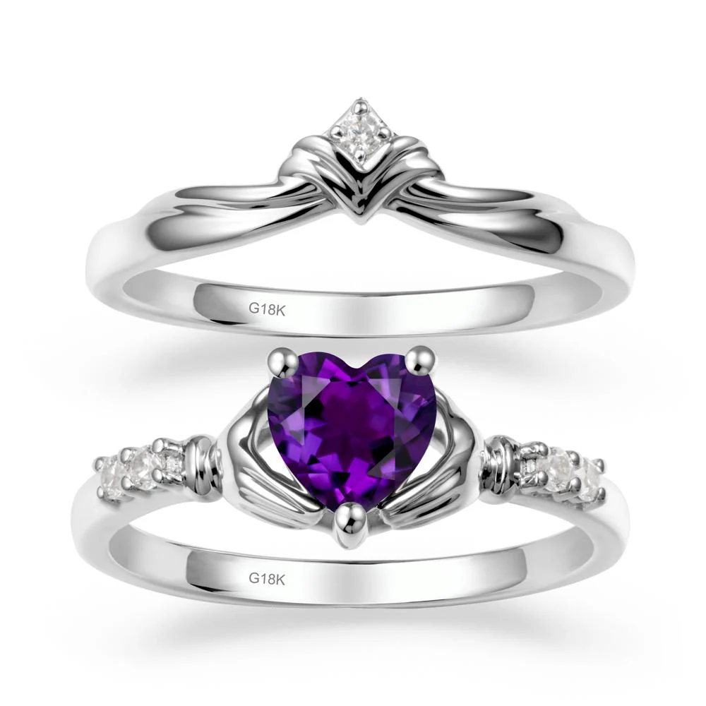 Amethyst Claddagh Wedding Ring Sets - Image 5