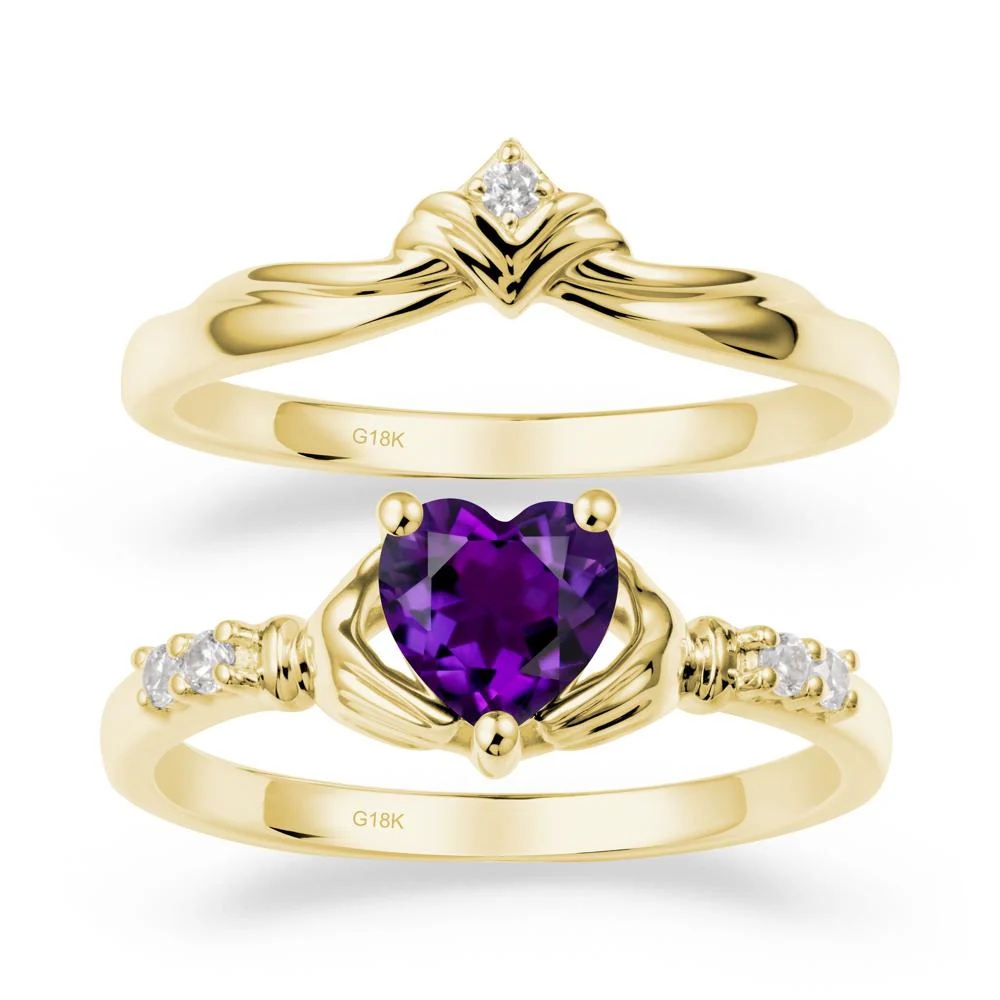 Amethyst Claddagh Wedding Ring Sets - Image 6