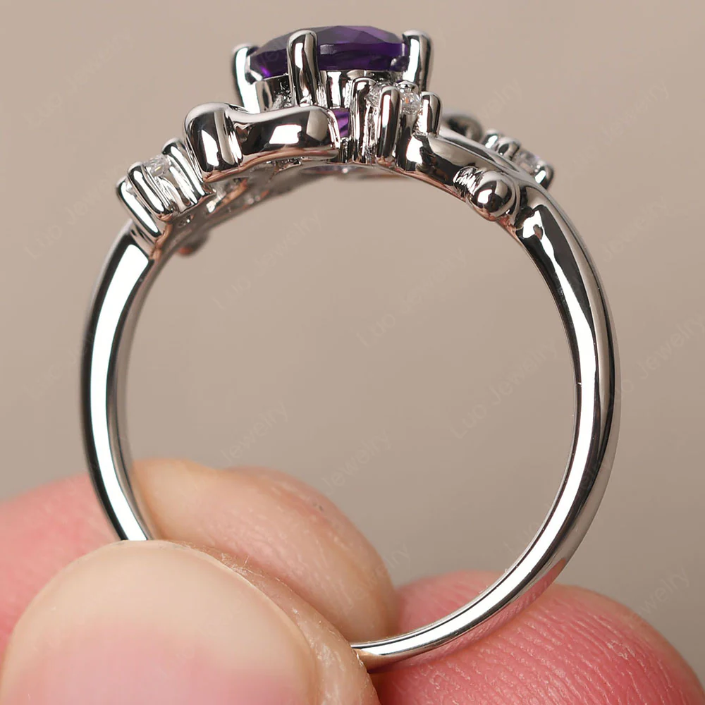 Amethyst Intricate Engagement Ring - Image 4